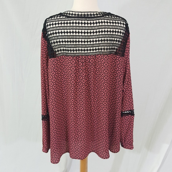 Michel Studio Long Sleeve Top Pink Black Top sz 22 - Picture 4 of 5